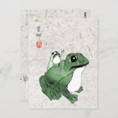 Grote kikker Kleine Japanse kikker Toad 19e eeuw Briefkaart (Voorkant / Achterkant)
