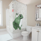 Grote kikker Kleine Japanse kikker Toad 19e eeuw Douchegordijn (In situ)