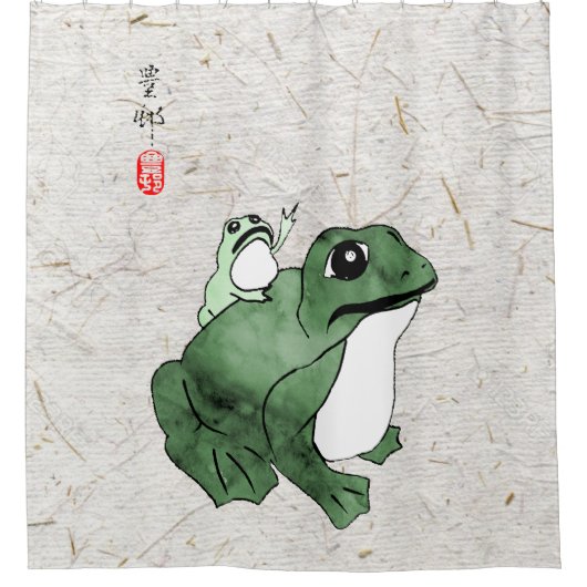 Grote kikker Kleine Japanse kikker Toad 19e eeuw Douchegordijn (Voorkant)