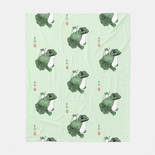 Grote kikker Kleine Japanse kikker Toad 19e eeuw Fleece Deken (Voorkant)