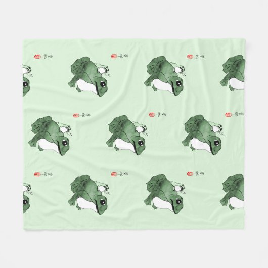 Grote kikker Kleine Japanse kikker Toad 19e eeuw Fleece Deken (Voorkant (Horizontaal))