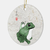 Grote kikker Kleine Japanse kikker Toad 19e eeuw Keramisch Ornament (Links)