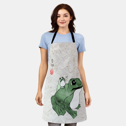 Grote kikker Kleine Japanse kikker Toad 19e eeuw Schort (Gedragen)