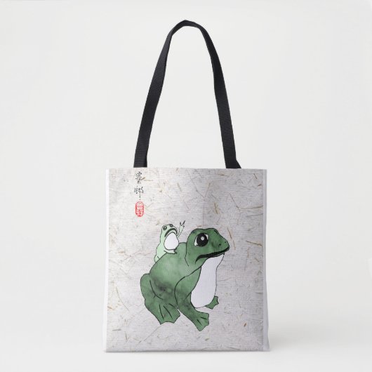 Grote kikker Kleine Japanse kikker Toad 19e eeuw Tote Bag (Voorkant)