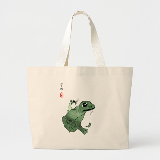 Grote kikker Kleine Japanse kikker Toad 19e eeuw Tote Bag (Voorkant)