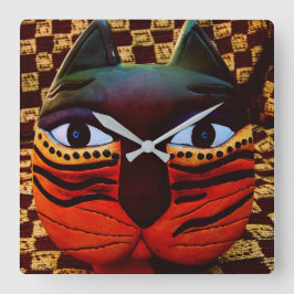 GROTE KITTY CAT CLOCK...TIJD OM HET KAT TE VOETEN! VIERKANTE KLOK