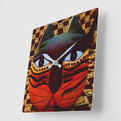 GROTE KITTY CAT CLOCK...TIJD OM HET KAT TE VOETEN! VIERKANTE KLOK (Hoek)