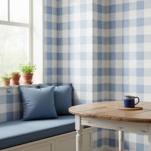 Grote Klassieke Ginghamruit Blauw ID1245 Behang (Creator heeft geüpload)