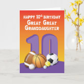 Grote kleindochter 10e verjaardag Sport Ball Kaart (Gele Bloem)