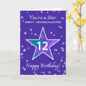 Grote kleindochter 12e verjaardag Shining Star Kaart (Gele Bloem)