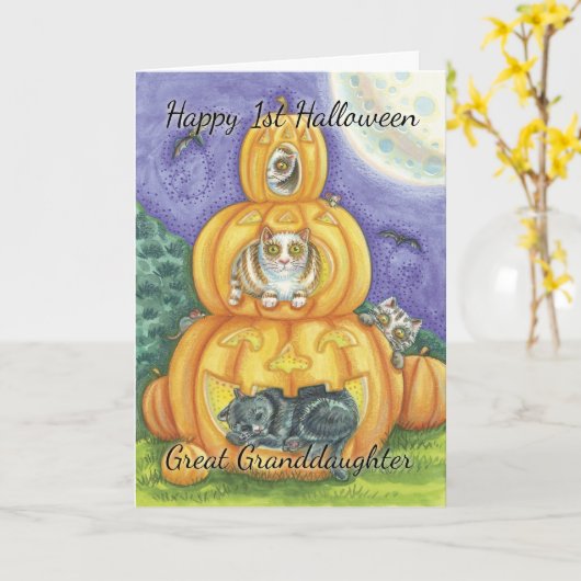 Grote kleindochter 1e Halloween met Schattige Litt Kaart (Gele Bloem)