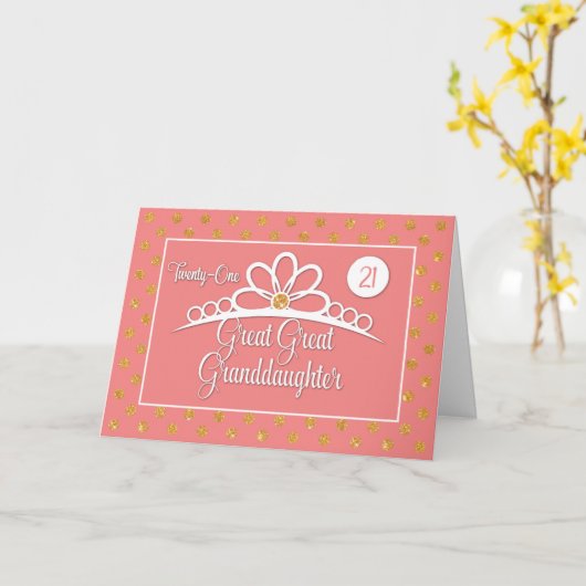 Grote kleindochter 21e verjaardag met kroon kaart (Gele Bloem)