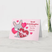 Grote kleindochter Bunny Favoriete Valentijn Feestdagen Kaart (Voorkant)