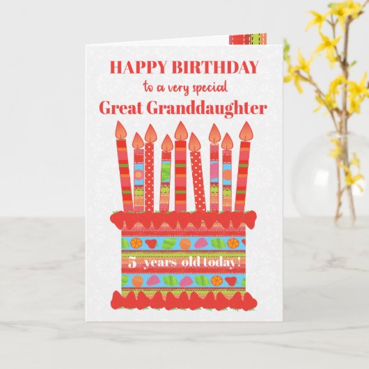 Grote kleindochter Custom Age Verjaardagstaart Kaa Kaart (Gele Bloem)