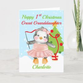 Grote kleindochter Happy 1-Kerstmis Penguin Feestdagen Kaart