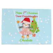 Grote kleindochter Happy 1-Kerstmis Penguin Groot Cadeauzakje (Achterkant)