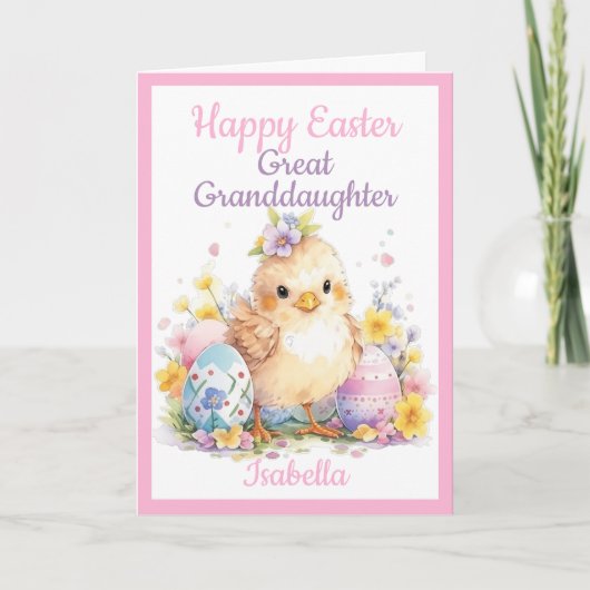 Grote kleindochter Happy Easter Chick Egg Schattig Feestdagen Kaart (Voorkant)