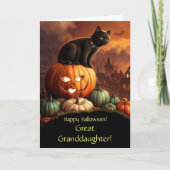 Grote kleindochter Happy Halloween Schattige Cat Kaart (Voorkant)