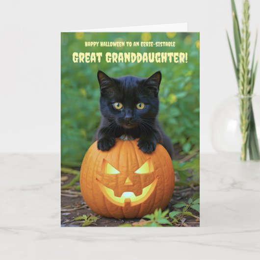 Grote kleindochter Happy Halloween Schattigee Zwar Kaart (Voorkant)