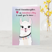 Grote kleindochter Llamas Valentijn Day Hearts Kaart (Gele Bloem)
