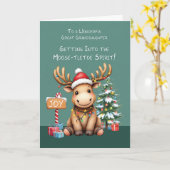 Grote kleindochter Schattig Funny Moose Christmas Kaart (Gele Bloem)
