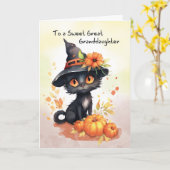 Grote kleindochter Sweet Halloween Kat Kaart (Gele Bloem)