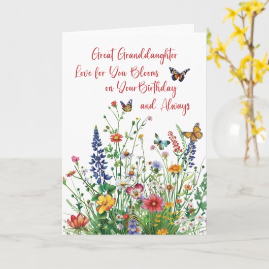 Grote kleindochter Verjaardag Liefde Bloom Wildflo Kaart (Gele Bloem)