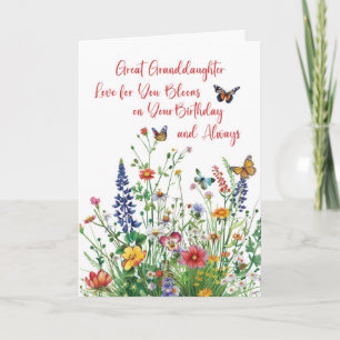 Grote kleindochter Verjaardag Liefde Bloom Wildflo Kaart