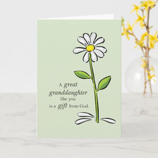 Grote kleindochter Verjaardag, Religieuze Groene D Kaart (Gele Bloem)