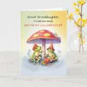 Grote kleindochter verjaardag schattige kikkers pa kaart (Gele Bloem)