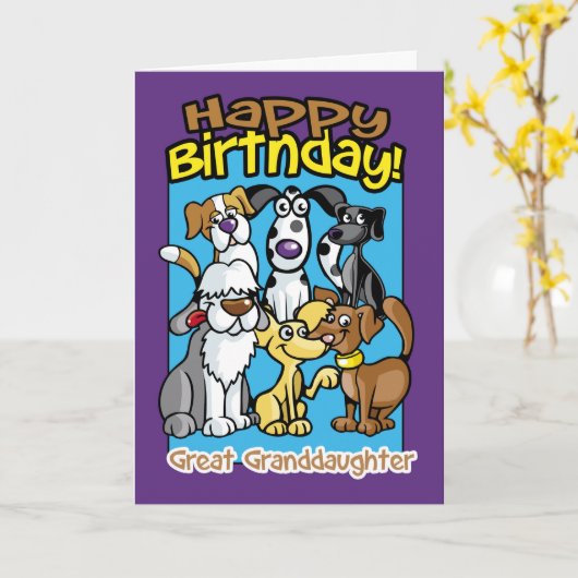 Grote kleindochter, verjaardagsfeest honden, Lo Kaart (Gele Bloem)