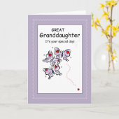 Grote kleindochter Vlinders Verjaardag Kaart (Gele Bloem)