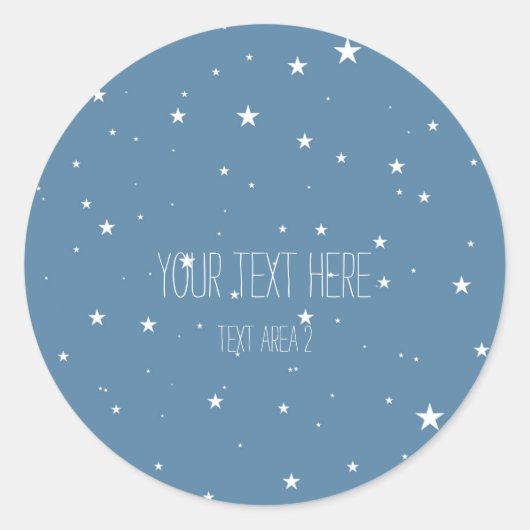 Grote & Kleine Sterren Blauw Celestial Favor Stick Ronde Sticker (Voorkant)
