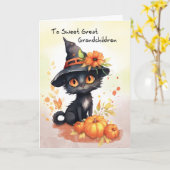 Grote kleinkinderen Sweet Halloween Kat Kaart (Gele Bloem)