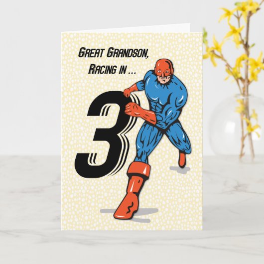 Grote kleinzoon 3e verjaardag superheld kaart (Gele Bloem)