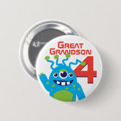 Grote kleinzoon alien naam leeftijd 4 knop ronde button 5,7 cm (Voorkant /achterkant)