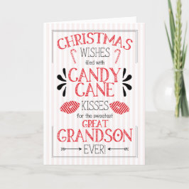 Grote kleinzoon Candy Cane Kisses kerstkreet Feestdagen Kaart