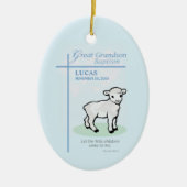 Grote kleinzoon doop Blauw Lam gepersonaliseerd Keramisch Ornament (Voorkant)