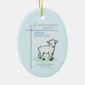 Grote kleinzoon doop Blauw Lam gepersonaliseerd Keramisch Ornament (Achterkant)