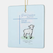 Grote kleinzoon doop Blauw Lam gepersonaliseerd Keramisch Ornament (Links)