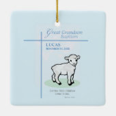 Grote kleinzoon doop Blauw Lam gepersonaliseerd Keramisch Ornament (Achterkant)