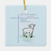Grote kleinzoon doop Blauw Lam gepersonaliseerd Keramisch Ornament (Voorkant)