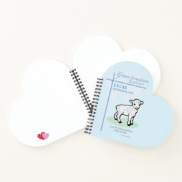 Grote kleinzoon doop Blauw Lam gepersonaliseerd Notitieboek