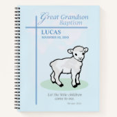 Grote kleinzoon doop Blauw Lam gepersonaliseerd Notitieboek (Voorkant)