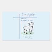 Grote kleinzoon doop Blauw Lam gepersonaliseerd Rechthoekige Sticker (Voorkant)