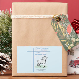 Grote kleinzoon doop Blauw Lam gepersonaliseerd Rechthoekige Sticker