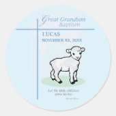 Grote kleinzoon doop Blauw Lam gepersonaliseerd Ronde Sticker (Voorkant)