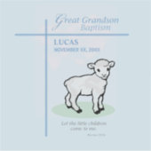 Grote kleinzoon doop Blauw Lam gepersonaliseerd Sticker (Voorkant)