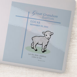 Grote kleinzoon doop Blauw Lam gepersonaliseerd Sticker