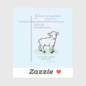 Grote kleinzoon doop Blauw Lam gepersonaliseerd Sticker (Vel)